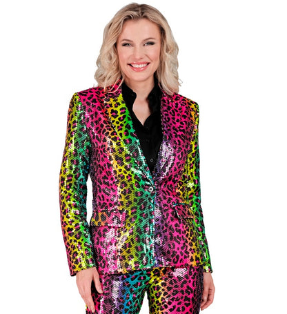 Widmann Party Fashion Jacket (Rainbow Animalier Leopard Sequin Jacket) (XL) Rainbow