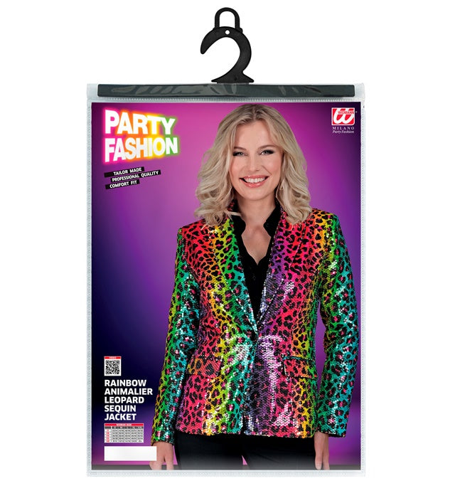 Widmann Party Fashion Jacket (Rainbow Animalier Leopard Sequin Jacket) (XL) Rainbow