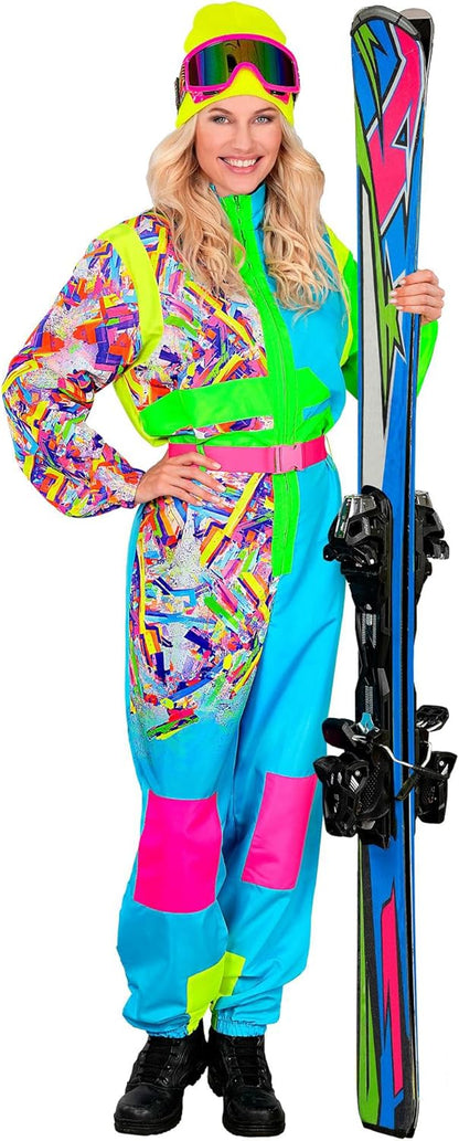 W WIDMANN MILANO Party Fashion - Kostüm Skianzug für Damen und Herren, Overall mit Gürtel, Retro Design für Karneval & Apres Ski Party