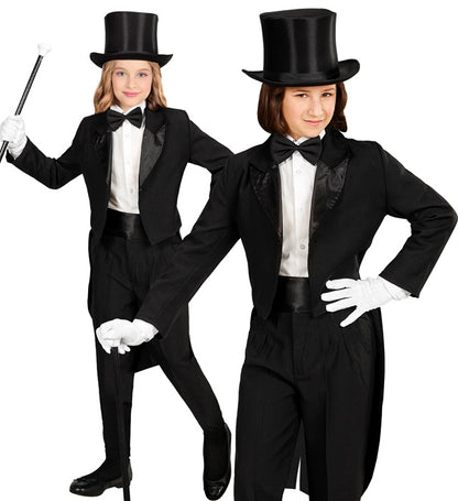 Widmann Children's Black Tailcoat With Satin Collar (140 cm / 8-10 Years) Black