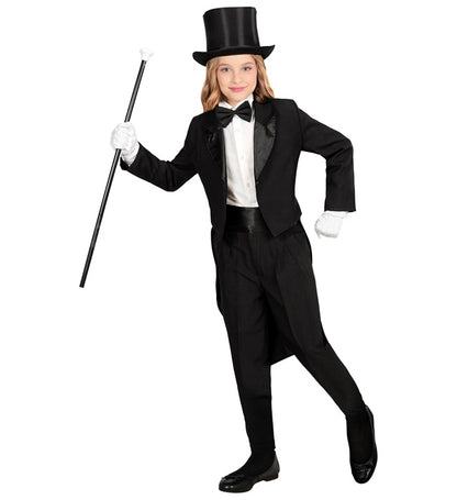 Widmann Children's Black Tailcoat With Satin Collar (140 cm / 8-10 Years) Black
