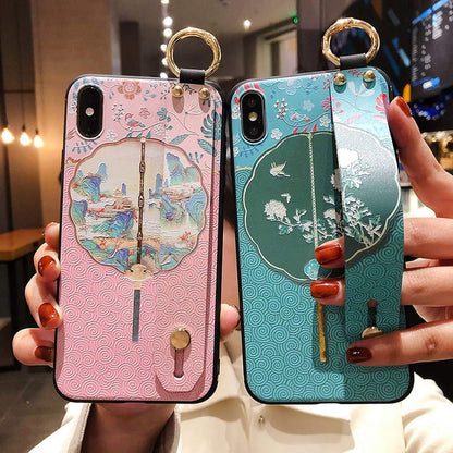 Fashion Flower Leaf Wrist Strap For iPhone Case 12 Mini 11 13 Pro MAX X XR XS MAX SE2 6 6S 7 8Plus Shockproof Soft Cover-Style 6-For iphone 11 Pro