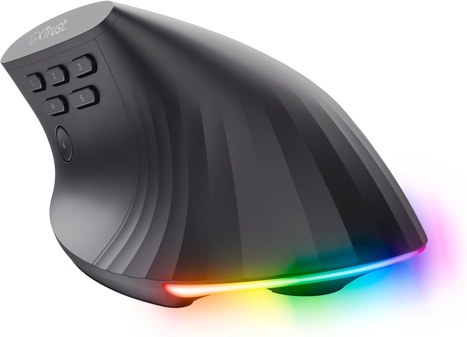 GXTrust 145 Rexxa Mouse Verticale Ergonomico con Illuminazione RGB 12800 DPI, Mouse da Gaming con Filo USB, 10 Pulsanti Programmabli, Software Avanzato, per PC, Laptop, Mac, Windows - Nero