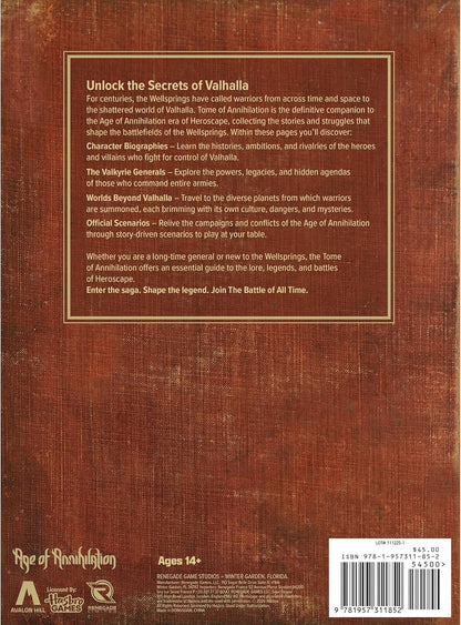 Heroscape: Tome of Annihilation - Hardcover RPG Book, Lore Collection, Chronicles The Complete Saga of The Age of Annihilation, Biographies Scenarios