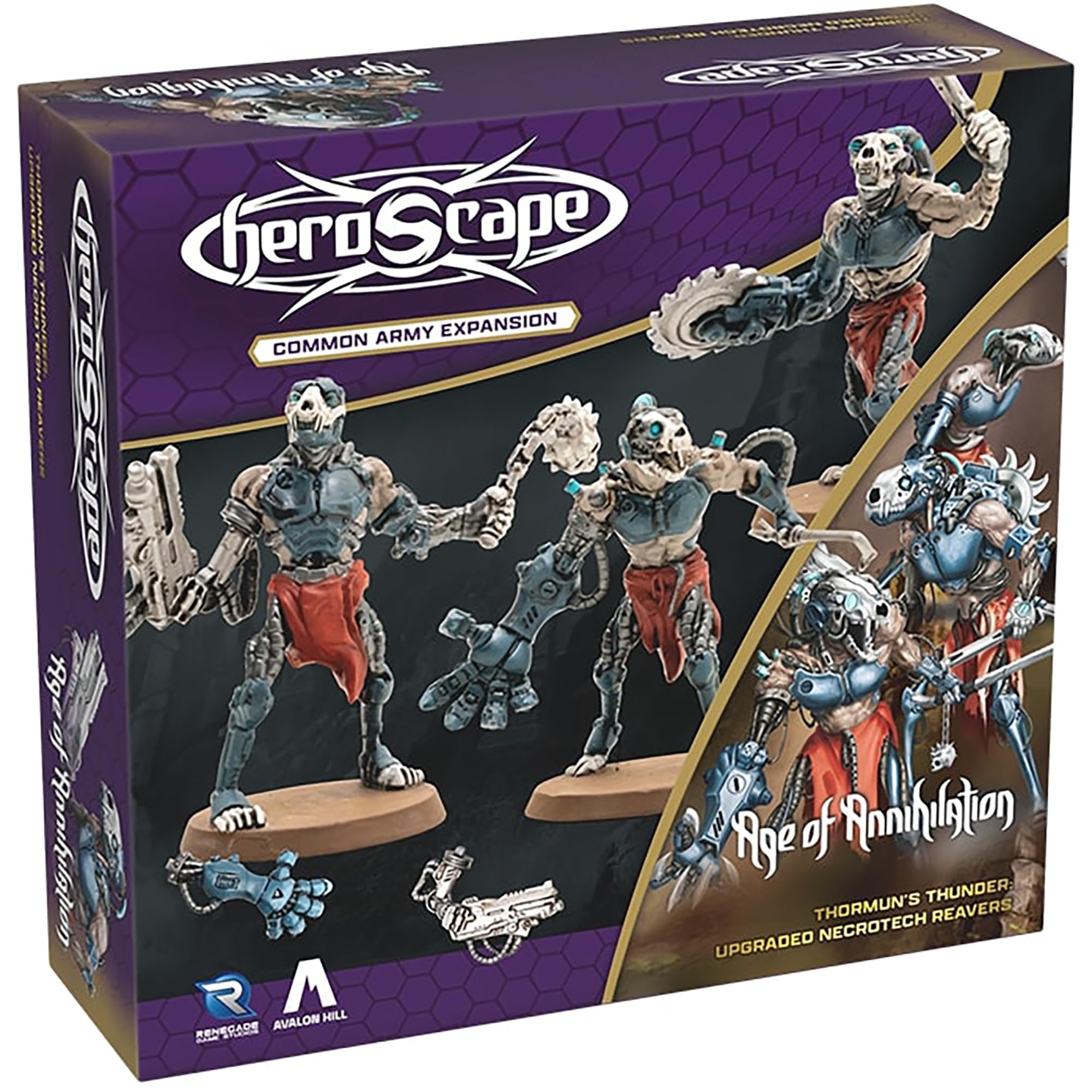 Renegade | Heroscape Age Of Annihilation: Necrotech Reavers | Army Expansion, Heroscape Compatible, 6 Miniatures, 9 Interchangeable Arms, 4 Army Cards | 2-4 Players | 60-120 Minutes