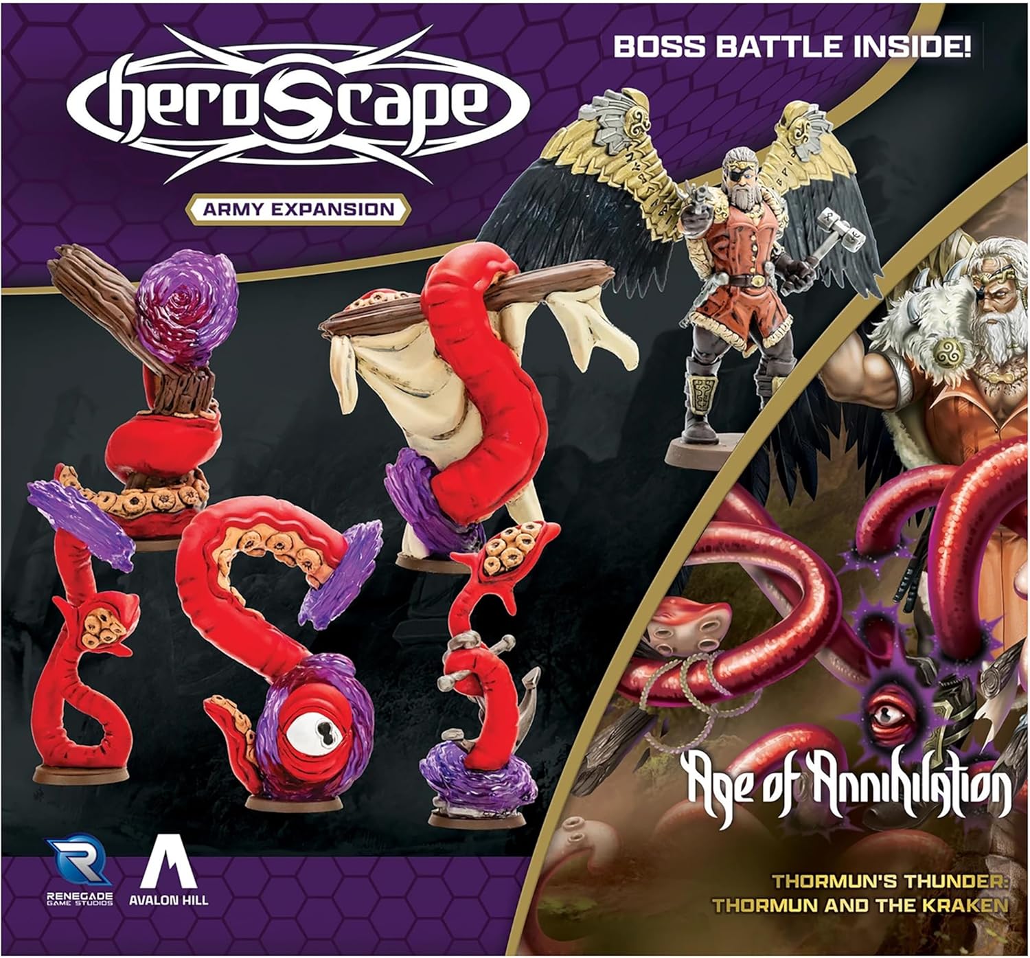 Renegade | Heroscape Age Of Annihilation: Thormun And Kraken | Army Expansion, Heroscape Compatible, 6 Miniatures, Kraken Boss Scenario | 2-4 Players | 60-120 Minutes