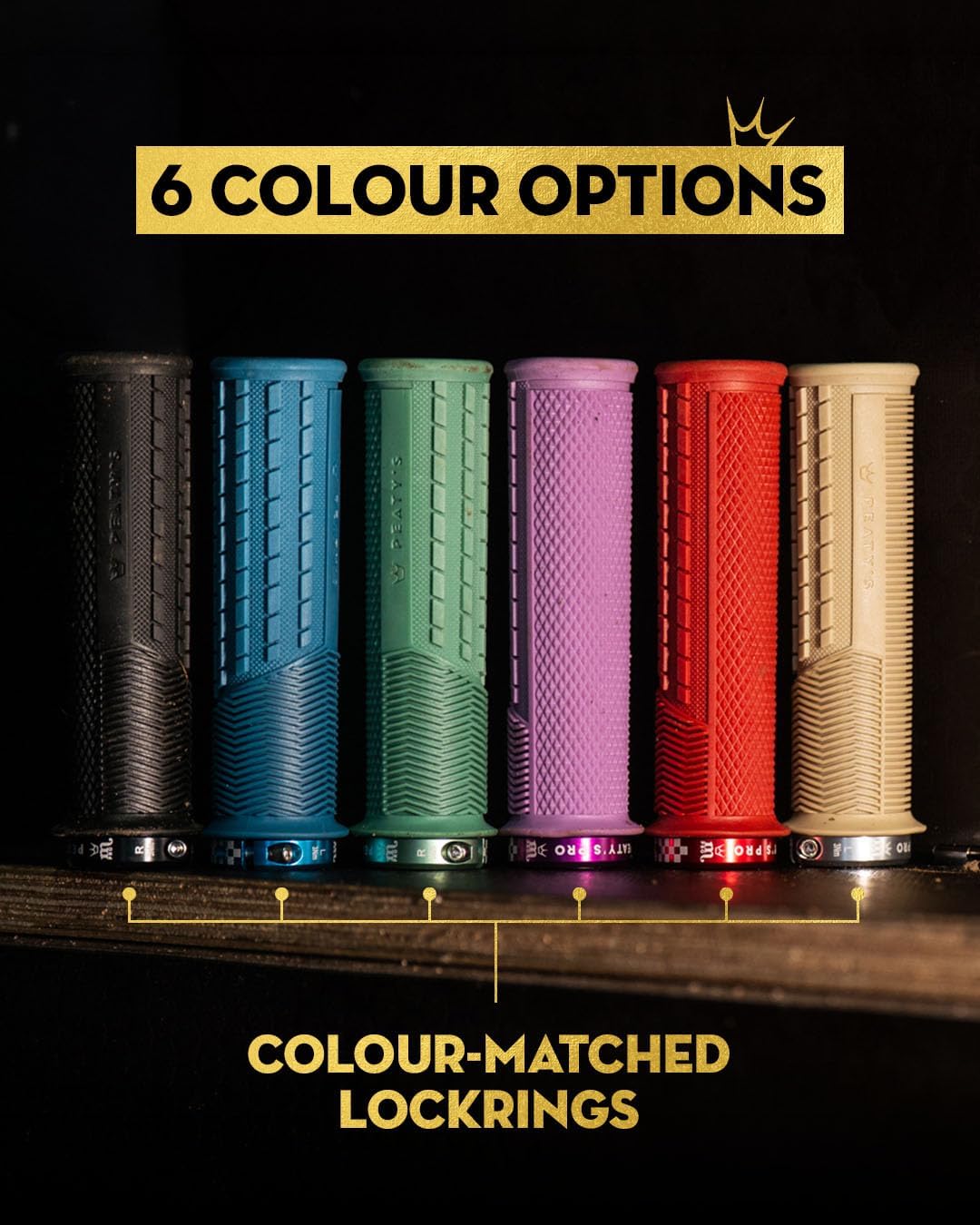Peaty's Monarch Pro Bike Grips - Bike Handle Grips, Dual Compound Design with Impact Dampening Core, BMX, Ebike & MTB Handlebar Grip