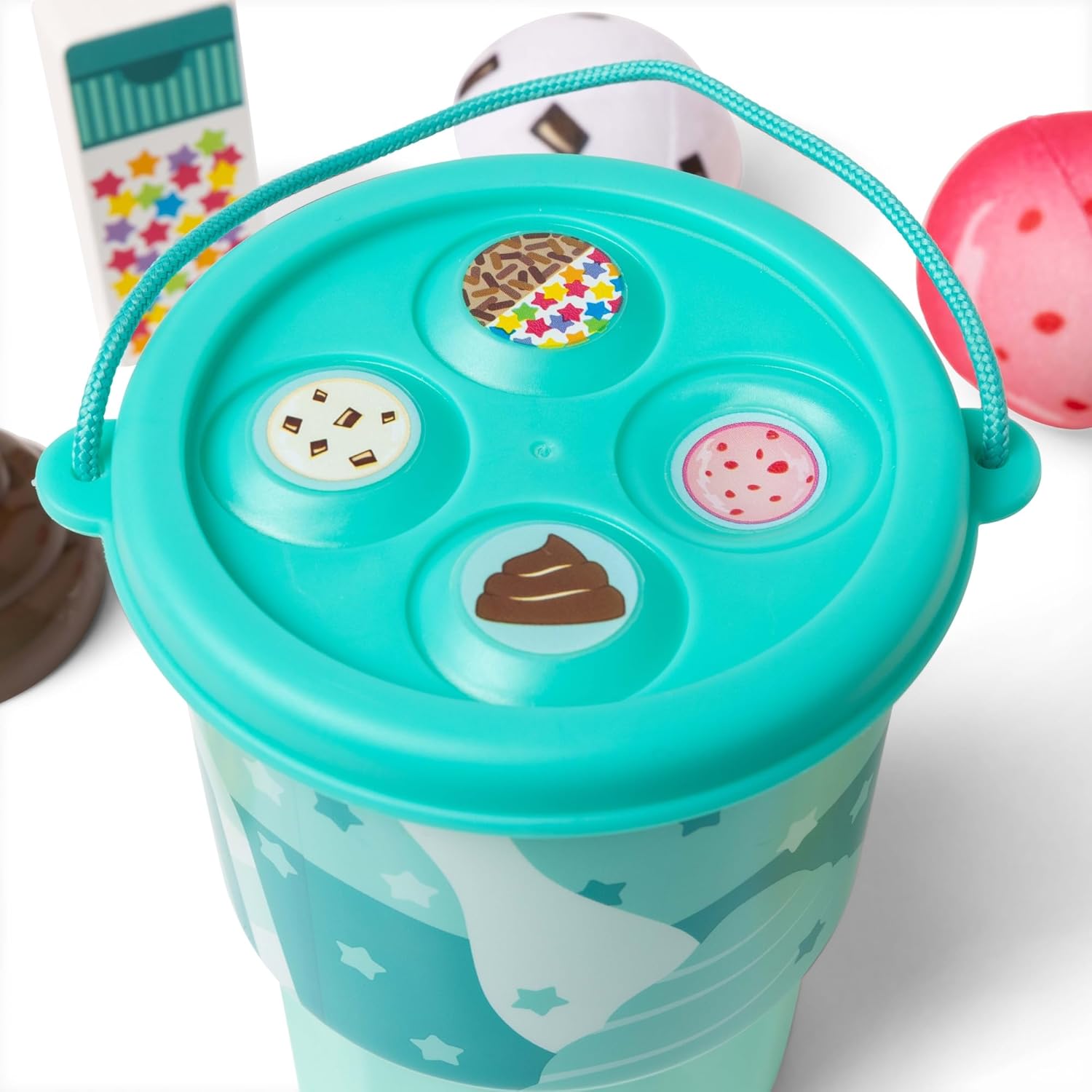 Melissa & Doug Play to Go Ice Cream Play Food Travel Toy Set in Cup with Fidget Toy Lid – 11 Pieces for Cones, Sandwiches, Shakes for Boys and Girls Ages 3+