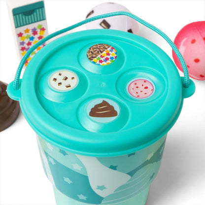 Melissa & Doug Play to Go Ice Cream Play Food Travel Toy Set in Cup with Fidget Toy Lid – 11 Pieces for Cones, Sandwiches, Shakes for Boys and Girls Ages 3+