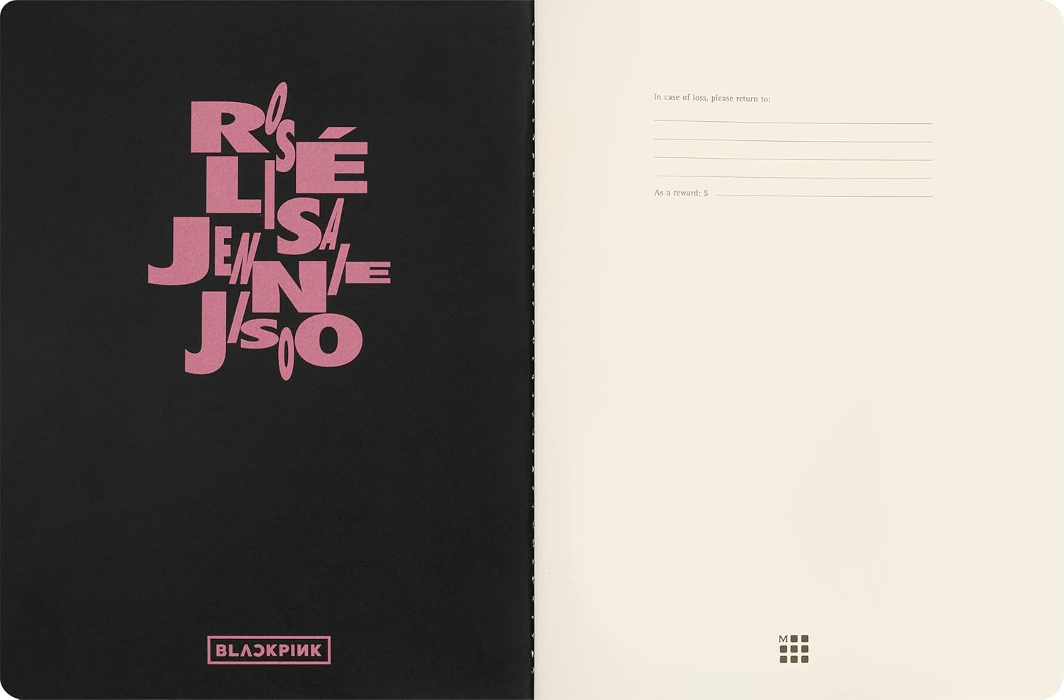 Moleskine x BLACKPINK Volant Notebook - Blank Pages with Flexible Covers, 16 Detachable Sheets, Extra Large Size 19 x 25 cm