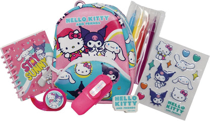 Grandi Giochi Hello Kitty Art & Craft Mini Hello Kitty Backpack, 3 Models with Hanging and Non-Selectable Carabiner, Contains Notebook, Stickers and Other Accessories, for Children from 3 Years