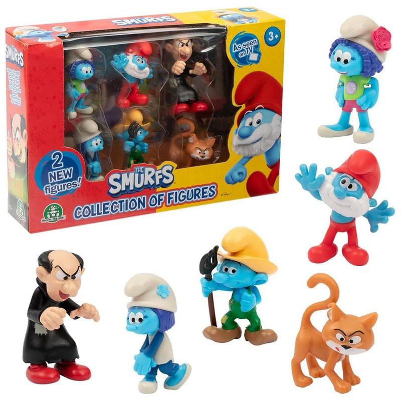 THE SMURFS I PUFFI - Set of 6 Smurfs Characters with Bubble, Firefly, Great Smurf, Farmer, Gargamel and Birba 5.5 cm, for Children from 3 Years