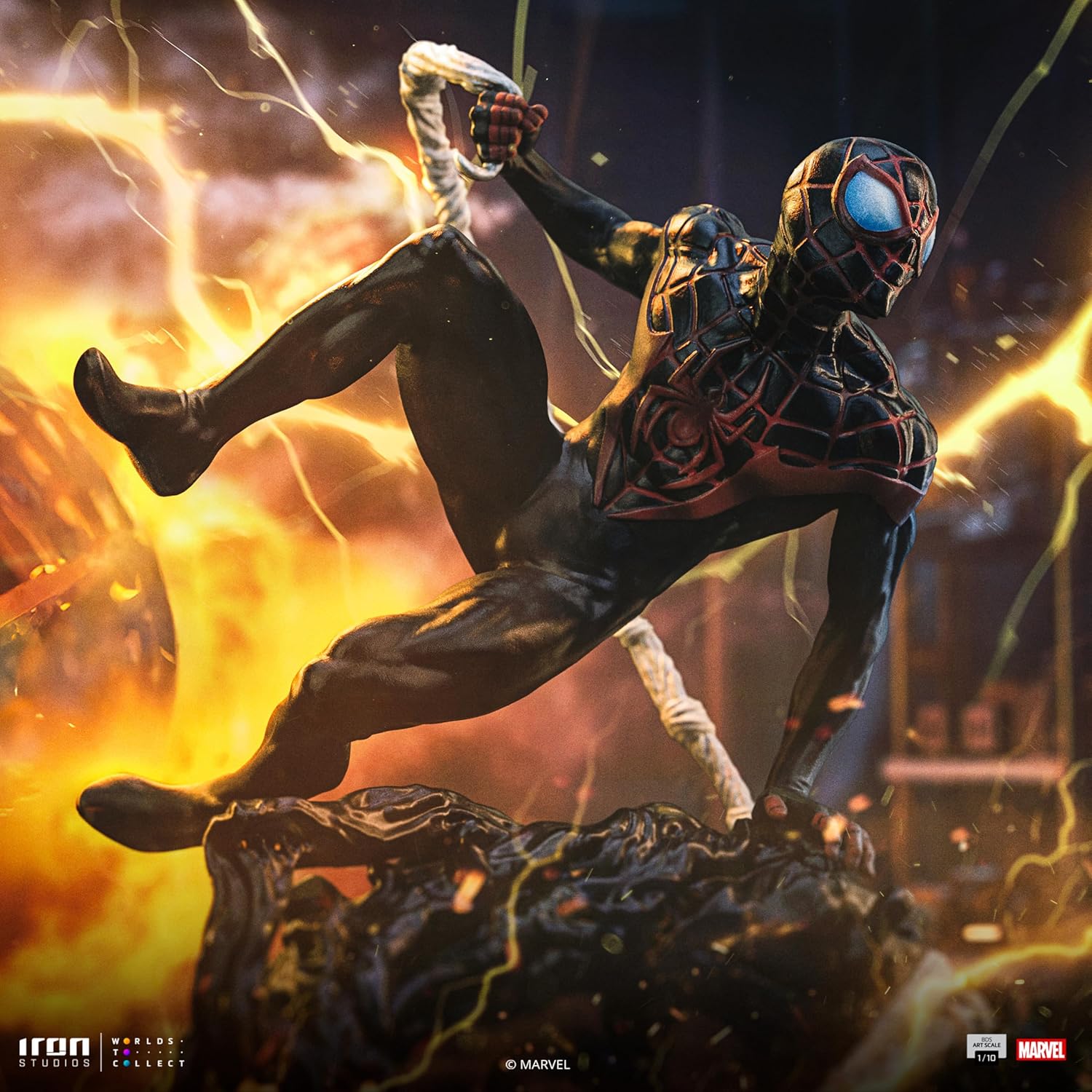 Iron Studios Statua BDS Art Scale 1/10 Miles Morales Diorama Uomo vs Cattivi 32 cm