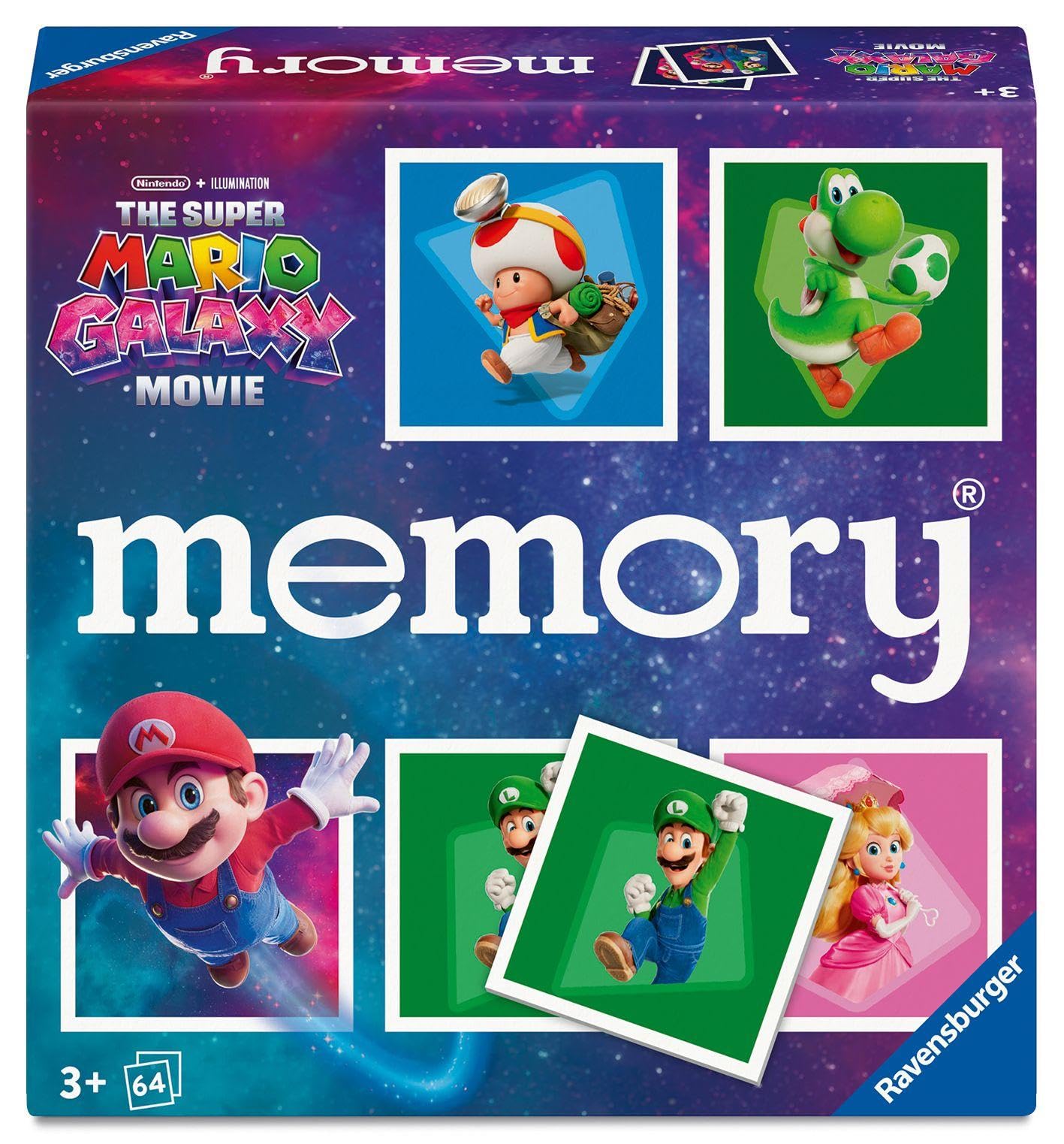 Ravensburger 25105 Memory® The Super Mario Galaxy Movie - Das weltbekannte Gedächtnisspiel mit 32 Kartenpaaren, für 2-8 Personen, ab 3 Jahren