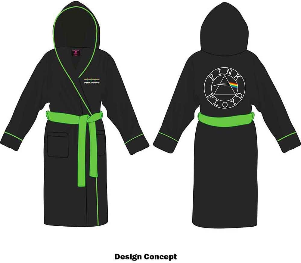 Pink Floyd Accappatoio Circle Band Logo Nuovo Ufficiale Nero Super Soft Fleece