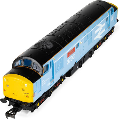 Hornby R30545 RailRoad Class 37 'Teesside Steelmaster' 37501, OO Gauge, DCC Ready, 1:76 Scale, Rail Operations Group Blue Livery Locomotive Model Railway