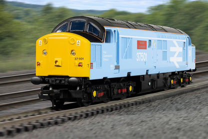 Hornby R30545 RailRoad Class 37 'Teesside Steelmaster' 37501, OO Gauge, DCC Ready, 1:76 Scale, Rail Operations Group Blue Livery Locomotive Model Railway
