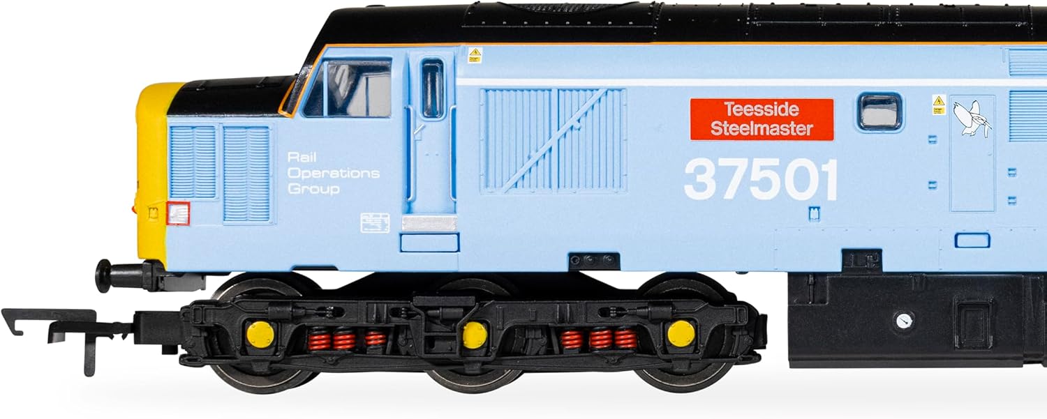 Hornby R30545 RailRoad Class 37 'Teesside Steelmaster' 37501, OO Gauge, DCC Ready, 1:76 Scale, Rail Operations Group Blue Livery Locomotive Model Railway