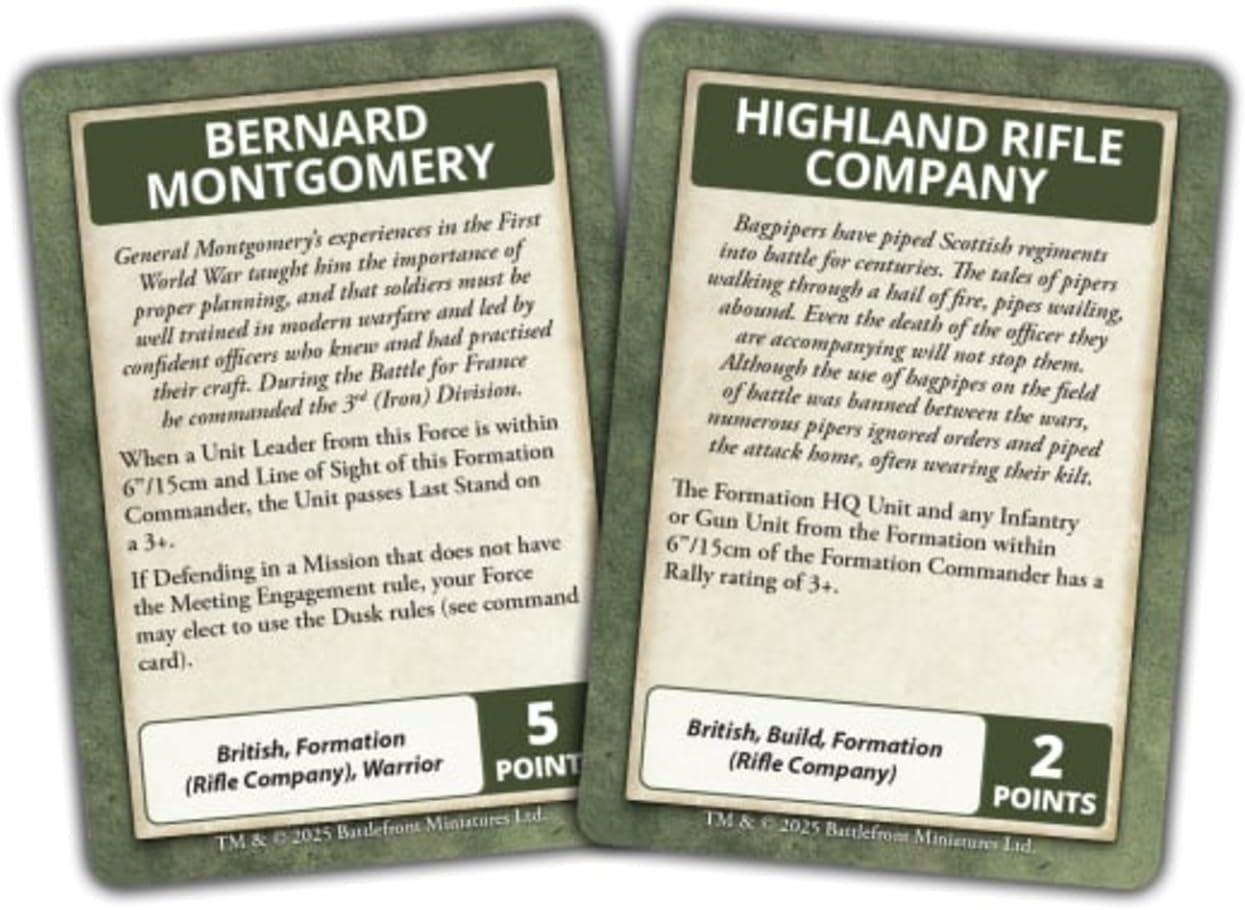 Blitzkrieg British Command Cards (x27 Cards) - Limited Edition