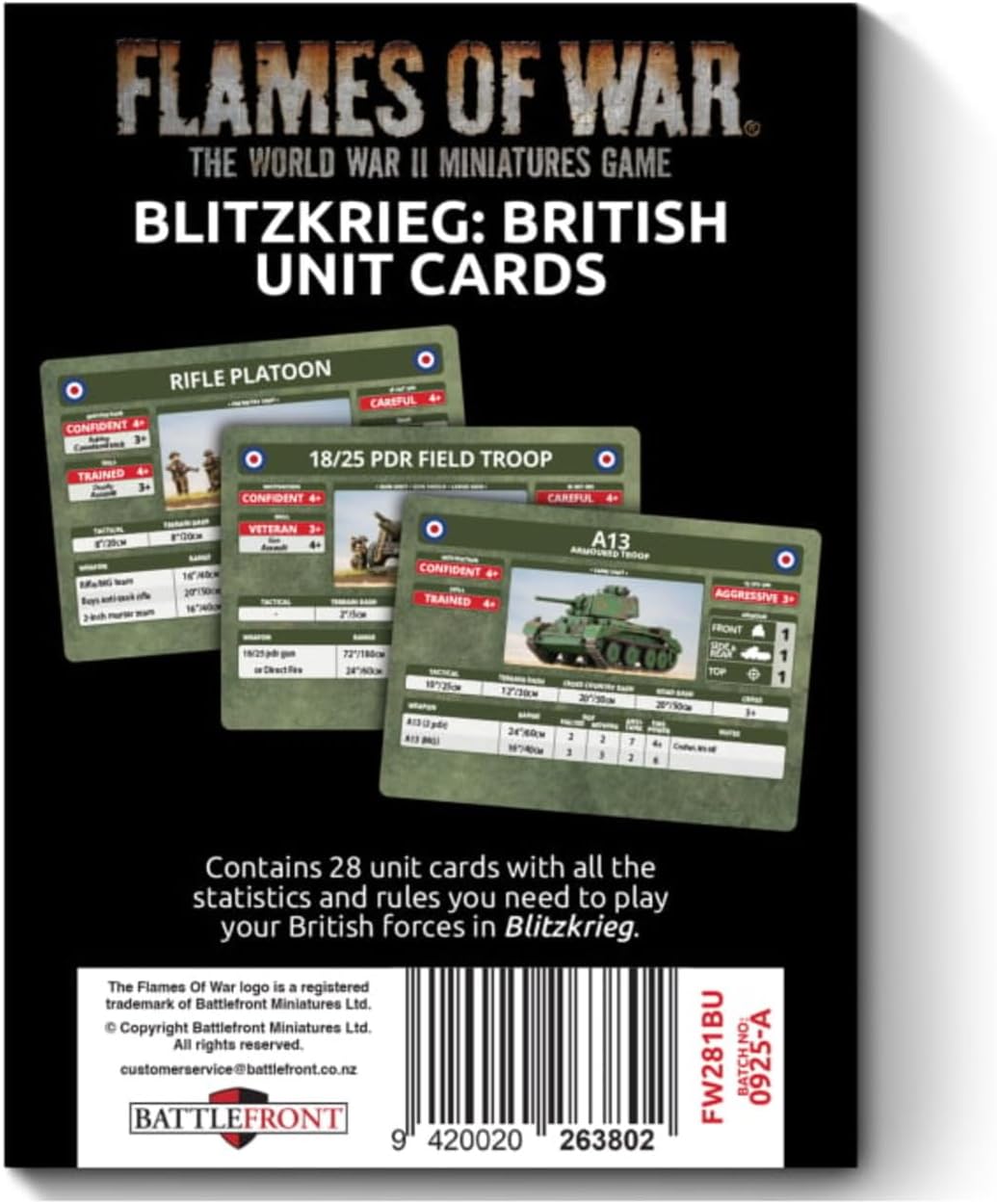 Flames of War: FW281BU Blitzkrieg British Unit Cards (x28 Cards) - Limited Edition