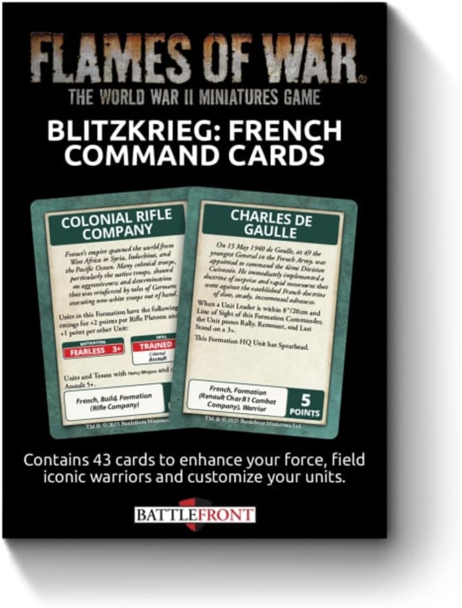 Flames of War: FW281FC Blitzkrieg French Command Cards (x43 Cards) - Limited Edition