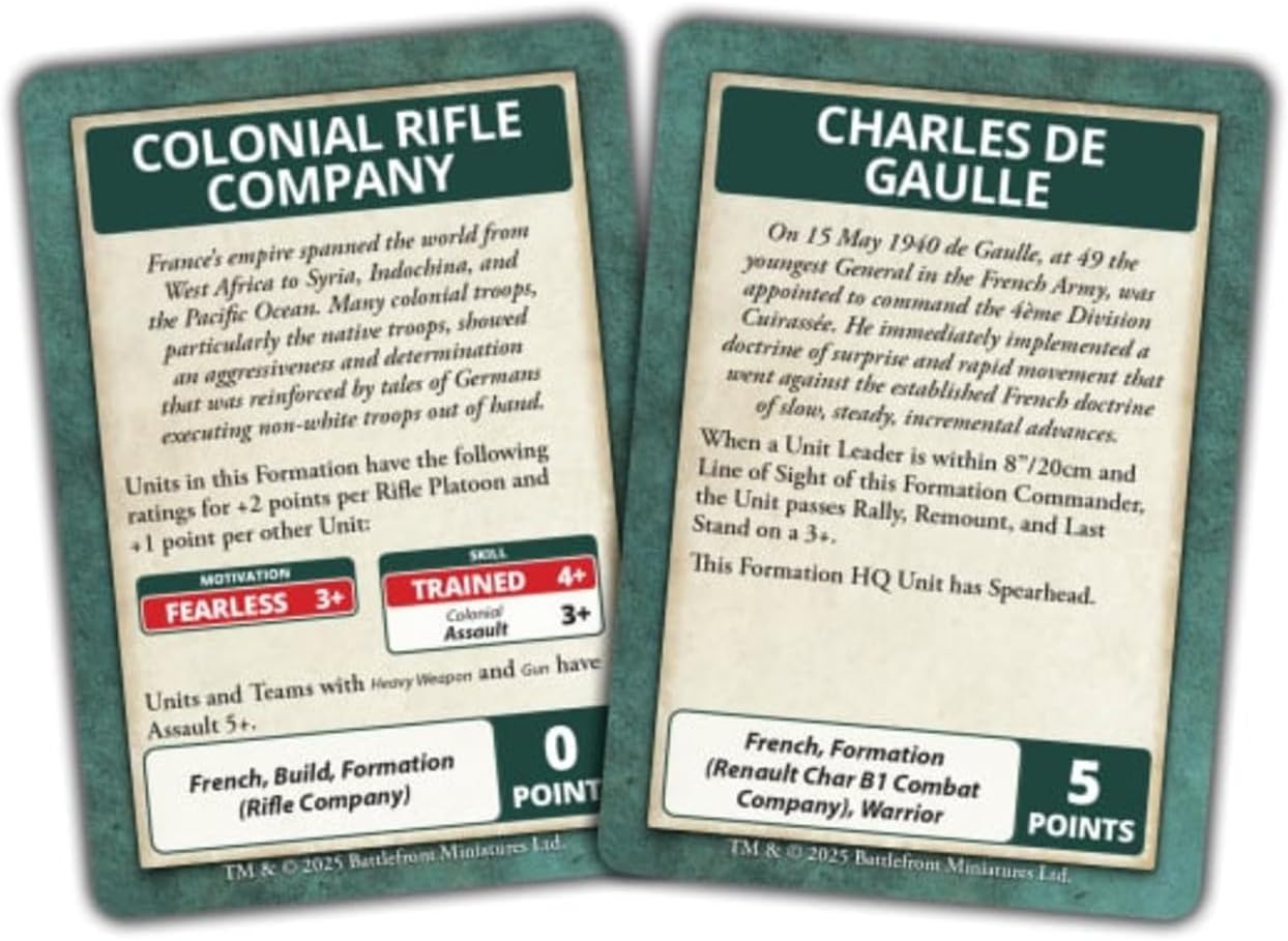 Flames of War: FW281FC Blitzkrieg French Command Cards (x43 Cards) - Limited Edition