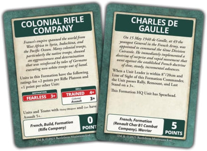 Flames of War: FW281FC Blitzkrieg French Command Cards (x43 Cards) - Limited Edition