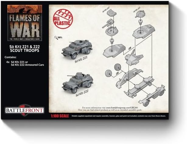 Flames of War: GBX201 Sd Kfz 222 / 221 Scout Troop (x4 Plastic