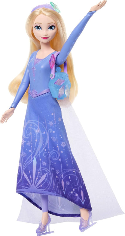 Mattel Disney Frozen Elsa Ice Skating Fashion Doll & Accessories with 8 Surprises, Including Snowflake Gem Box, Ring for Child & Play Pieces