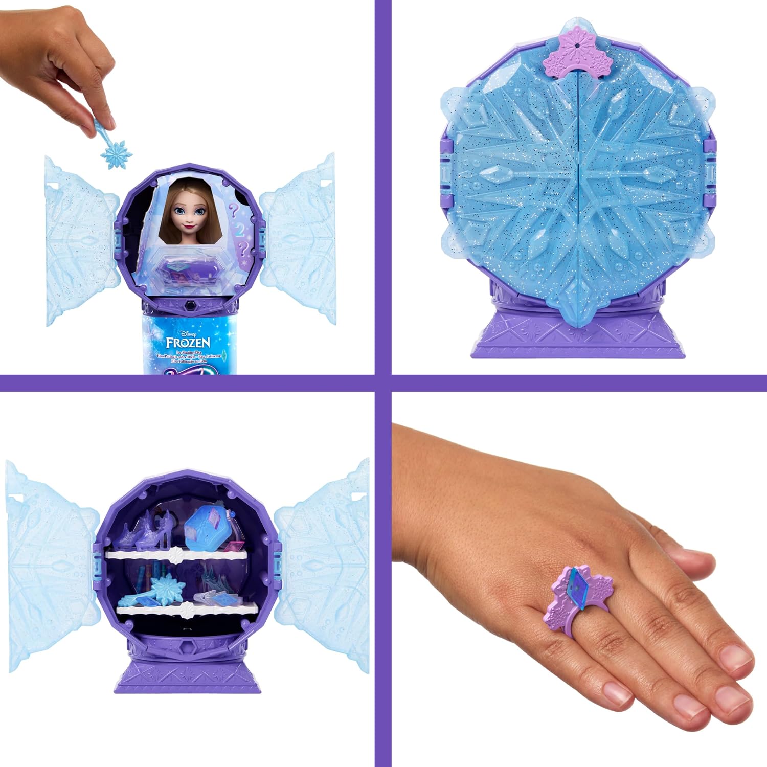 Mattel Disney Frozen Elsa Ice Skating Fashion Doll & Accessories with 8 Surprises, Including Snowflake Gem Box, Ring for Child & Play Pieces