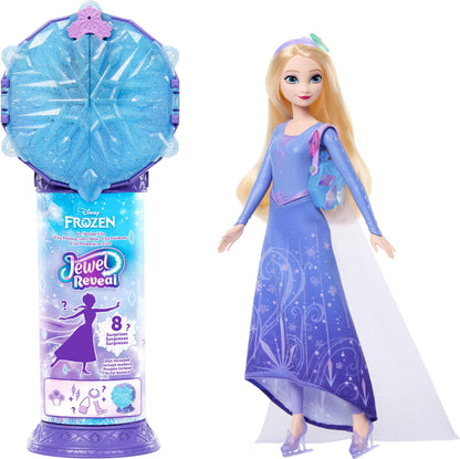 Mattel Disney Frozen Elsa Ice Skating Fashion Doll & Accessories with 8 Surprises, Including Snowflake Gem Box, Ring for Child & Play Pieces