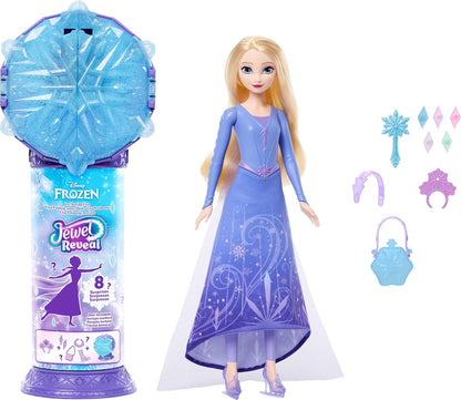 Mattel Disney Frozen Elsa Ice Skating Fashion Doll & Accessories with 8 Surprises, Including Snowflake Gem Box, Ring for Child & Play Pieces