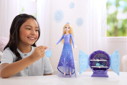 Mattel Disney Frozen Elsa Ice Skating Fashion Doll & Accessories with 8 Surprises, Including Snowflake Gem Box, Ring for Child & Play Pieces