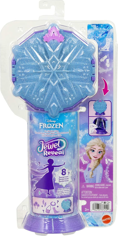 Mattel Disney Frozen Elsa Ice Skating Fashion Doll & Accessories with 8 Surprises, Including Snowflake Gem Box, Ring for Child & Play Pieces
