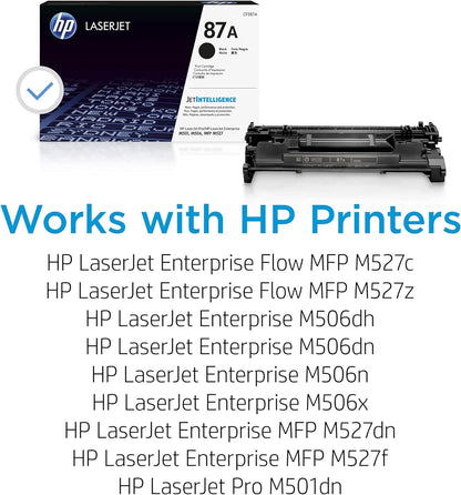 HP CF287A 87A Original LaserJet Toner Cartridge, Black, Single Pack