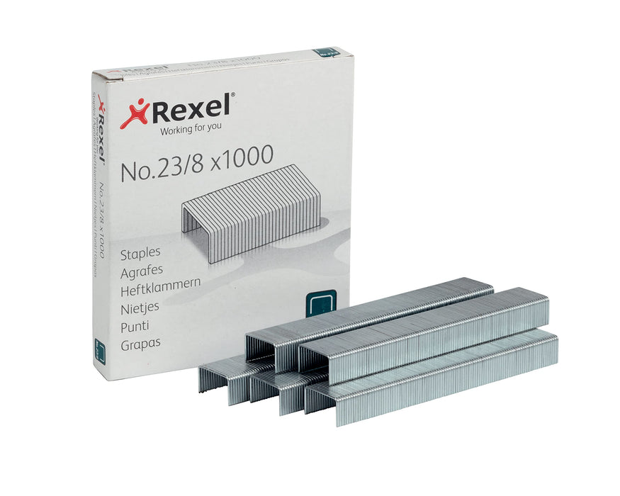 Rexel No. 23 8mm Heavy Duty Stapler and Tacker Staples 40 Sheet Capacity (Pack of 1000