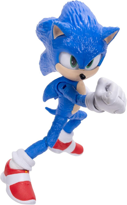 Sonic 3 Movie Sonic Collector Toy Figure by Jakks Pacific, Stands 5” / 13 cm Tall, Highly Articulated for Boys/Girls, Officially Licensed 3 Movie, Suggested for Ages 3+