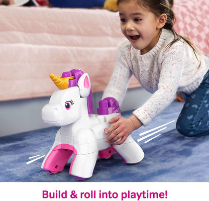 MEGA BLOKS Toddler Block Toys Set, 3 in 1 Build & Enchant Unicorn with 26 Pieces, Puppy and Pegasus Rebuild, Kids Ages 3+ Years, JKG36