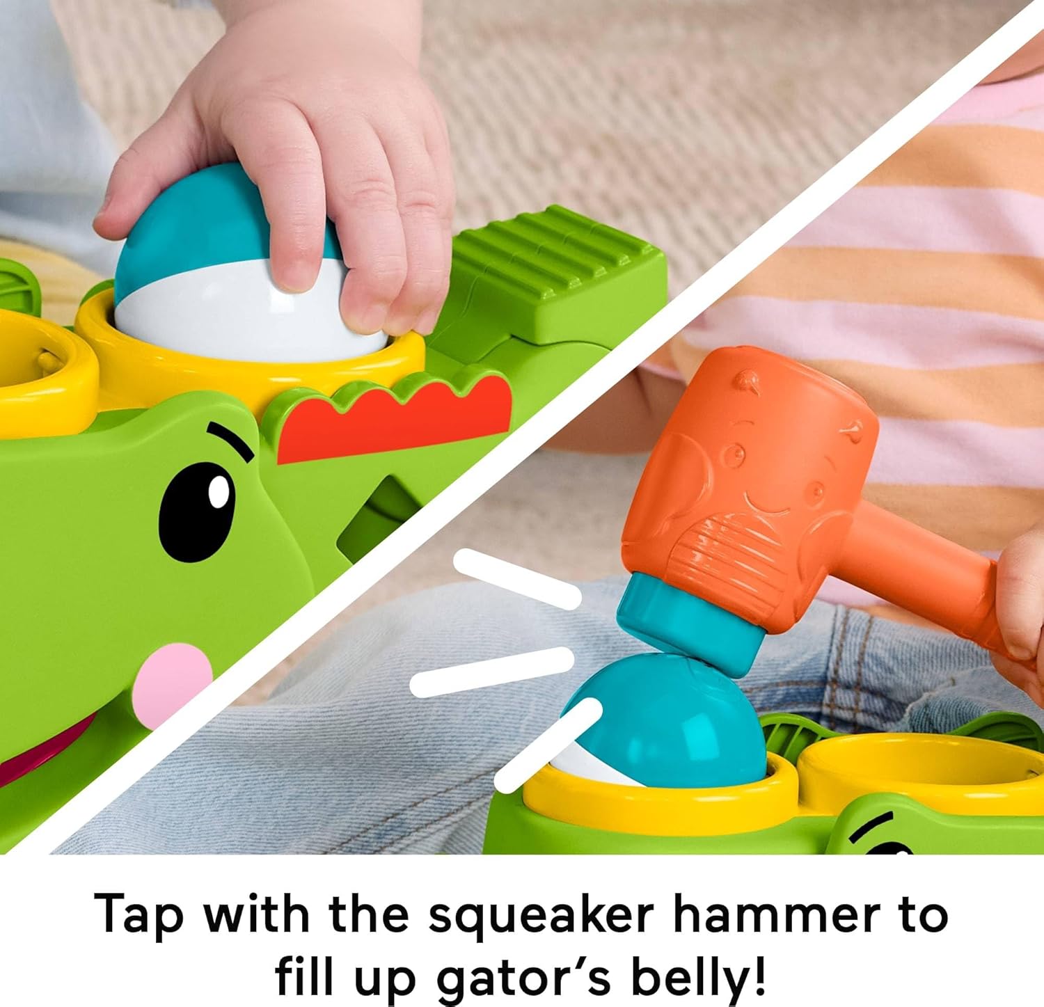 Fisher-Price - Coccodrillo Baby Giocoliere, Giocattolo evolutivo con martelletto e 3 Palline per Lo Sviluppo della motricità e Le Prime Fasi del Gattonamento, 9+ Mesi, JLB94