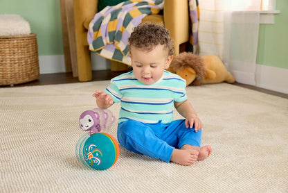 Fisher-Price Baby Toy Crawling Musical Purple Monkey Ball, Crawl-After Activity for Developmental Play Infants Ages 9+ Months, JLB95