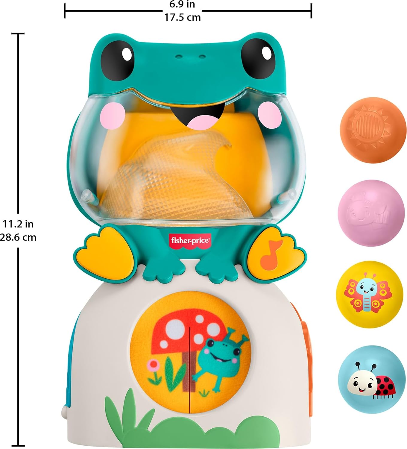 Fisher-Price - Ranocchietta Luci e Sorprese, Gioco attività con luci, Musica e Suoni, 3 Palline Colorate Incluse da Far rotolare per sviluppare la motricità, 6+ Mesi, JLB96
