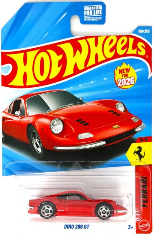Hot Wheels Dino 206 GT  Ferrari 5/5, 150/250-1:64 Scale Diecast Toy Vehicle