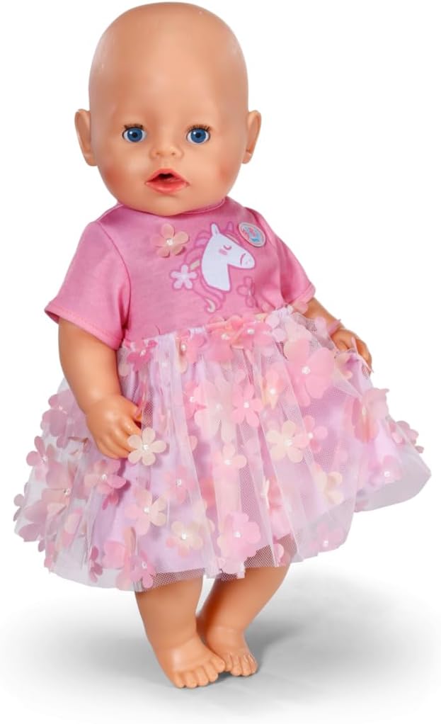 BABY born Flower Unicorn Dress - Colourful doll outfit with floral details - Fits any 43 cm doll - Premium doll accessory