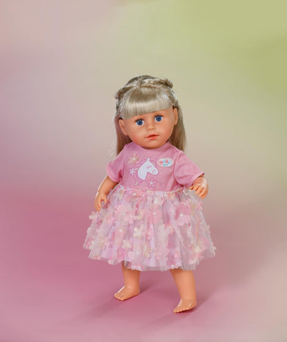 BABY born Flower Unicorn Dress - Colourful doll outfit with floral details - Fits any 43 cm doll - Premium doll accessory