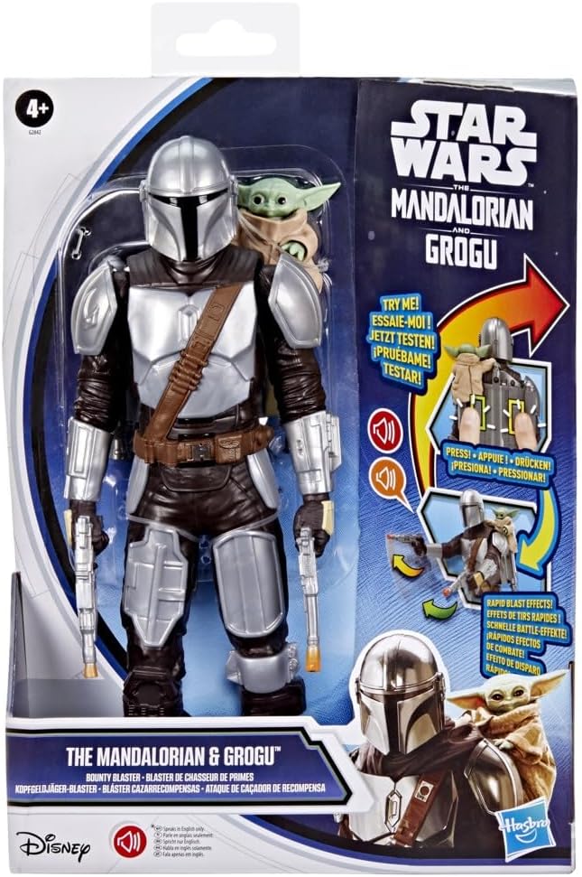 Star Wars The Mandalorian & Grogu Bounty Blaster, 28-cm Action Figure with Sound Effects, Interactive Toys for Boys & Girls Ages 4+