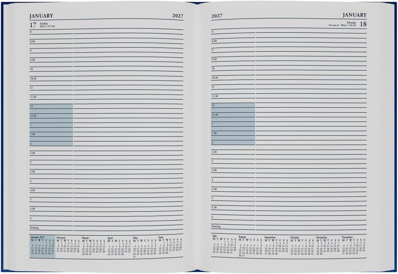 2026-2027 Mid/Academic Year Planner - 13 Month A4 Day-to-Page with Appointments - Collins Debden Desk Diary Black (44M.99-2627