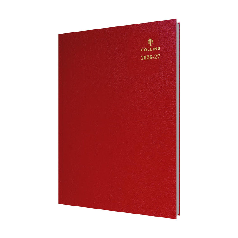 2026-2027 Mid/Academic Year Planner - 13 Month A4 Day-to-Page with Appointments - Collins Debden Desk Diary Red (44M.15-2627