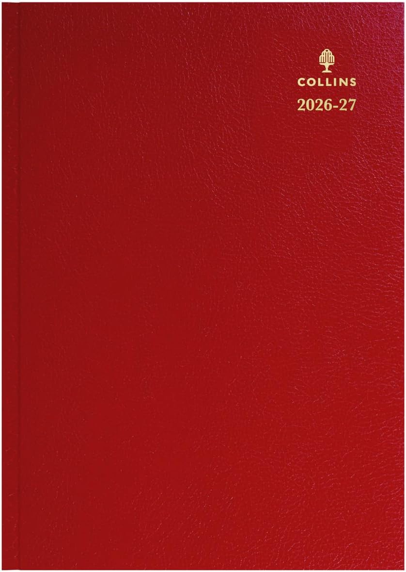 2026-2027 Mid/Academic Year Planner - 13 Month A4 Day-to-Page with Appointments - Collins Debden Desk Diary Red (44M.15-2627