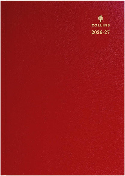 2026-2027 Mid/Academic Year Planner - 13 Month A4 Day-to-Page with Appointments - Collins Debden Desk Diary Red (44M.15-2627