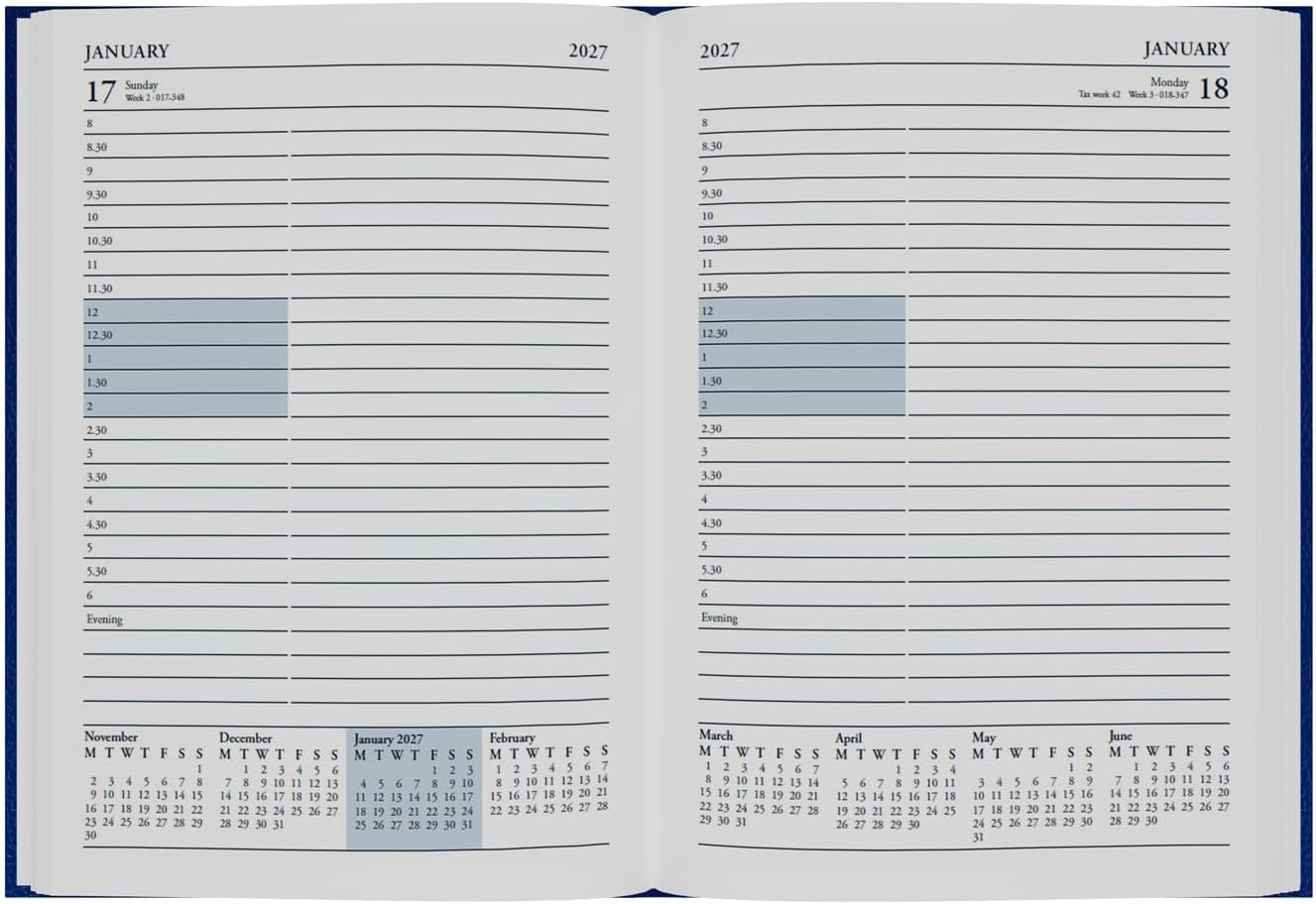 2026-2027 Mid/Academic Year Planner - 13 Month A5 Day-to-Page with Appointments - Collins Debden Desk Diary Black (52M.99-2627